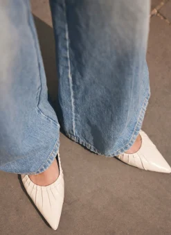 Arella Cream Leather Flat Pumps