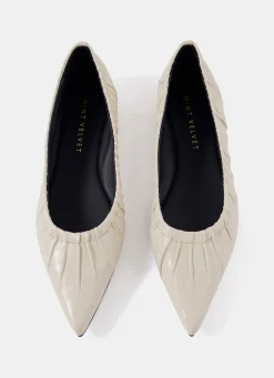 Arella Cream Leather Flat Pumps