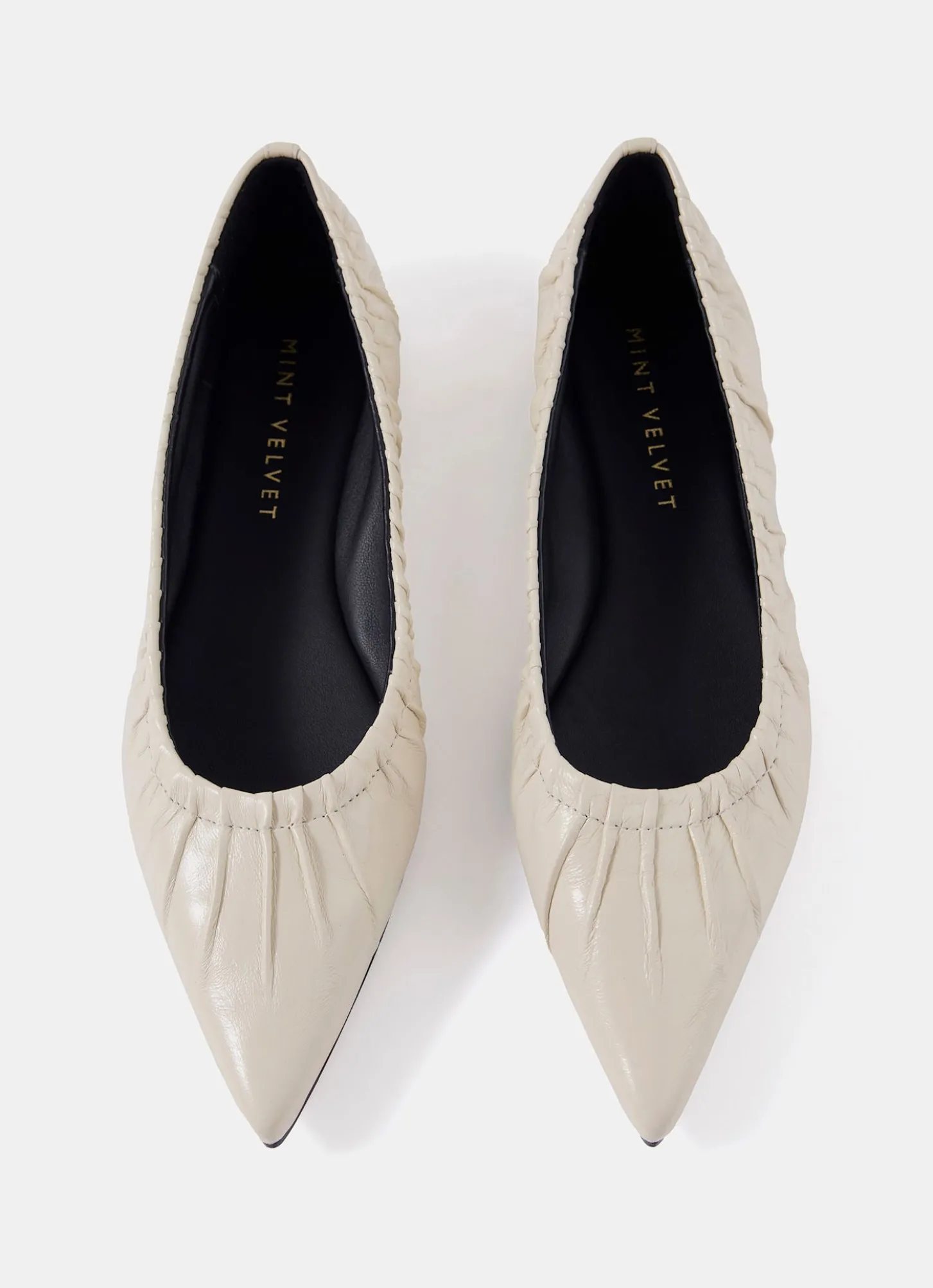 Arella Cream Leather Flat Pumps