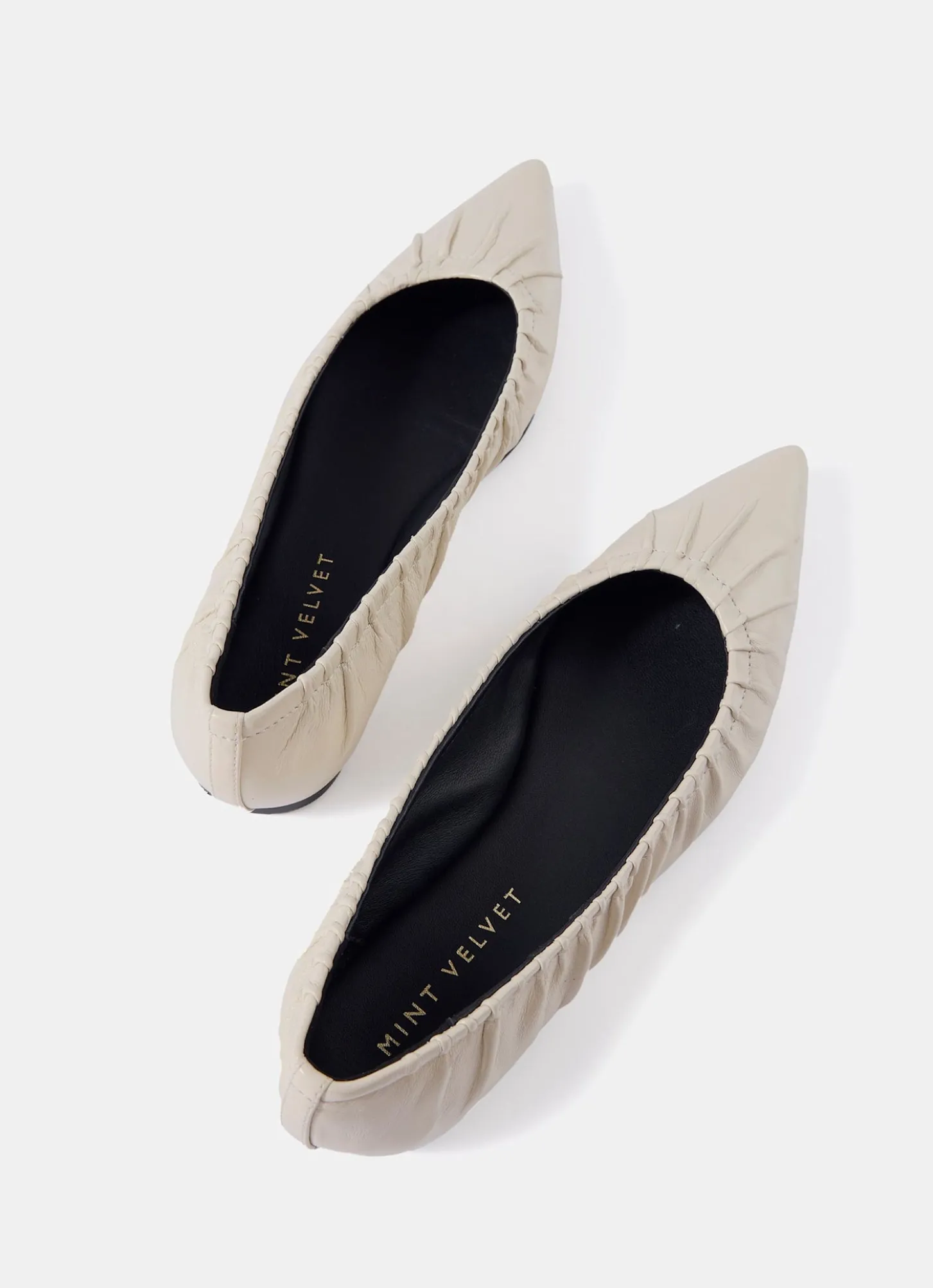 Arella Cream Leather Flat Pumps