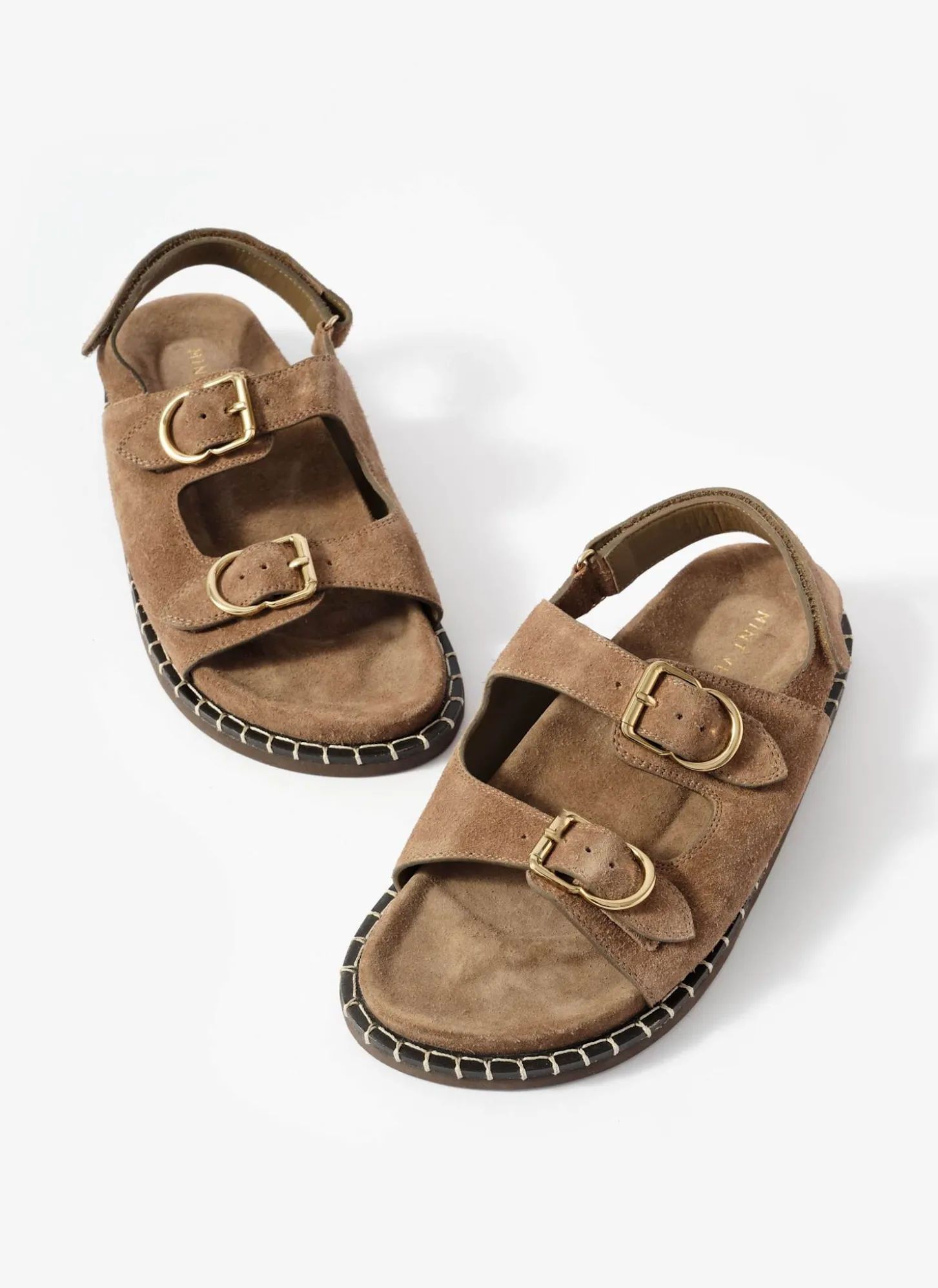 Aria Brown Suede Double Buckle Sandals