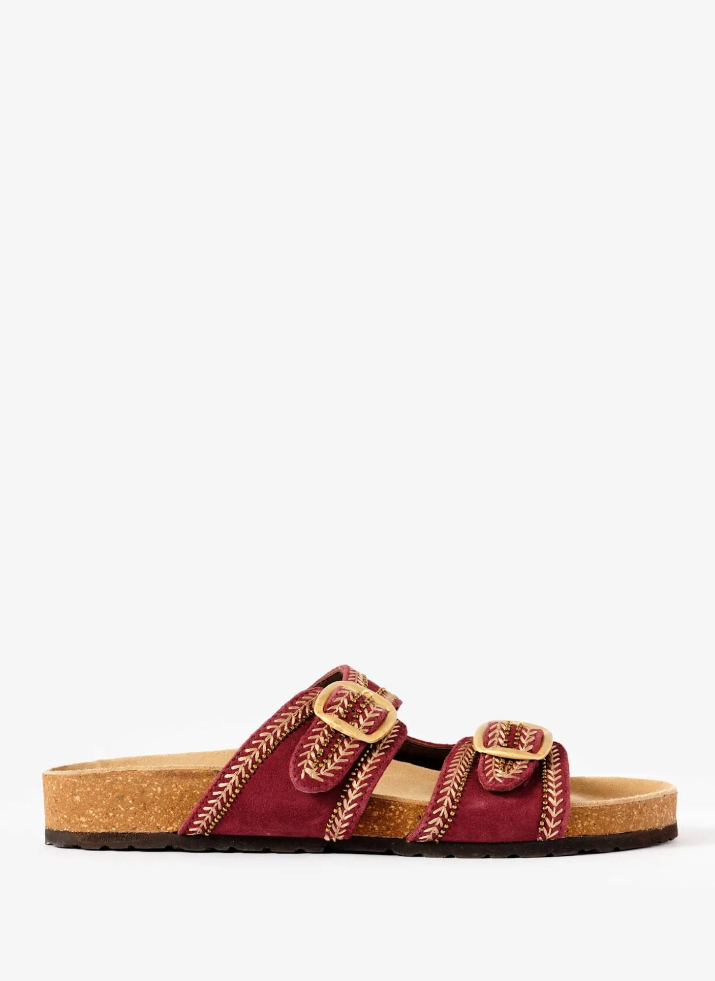 Ava Red Suede Beaded Sandals