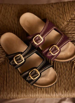 Ava Red Suede Beaded Sandals