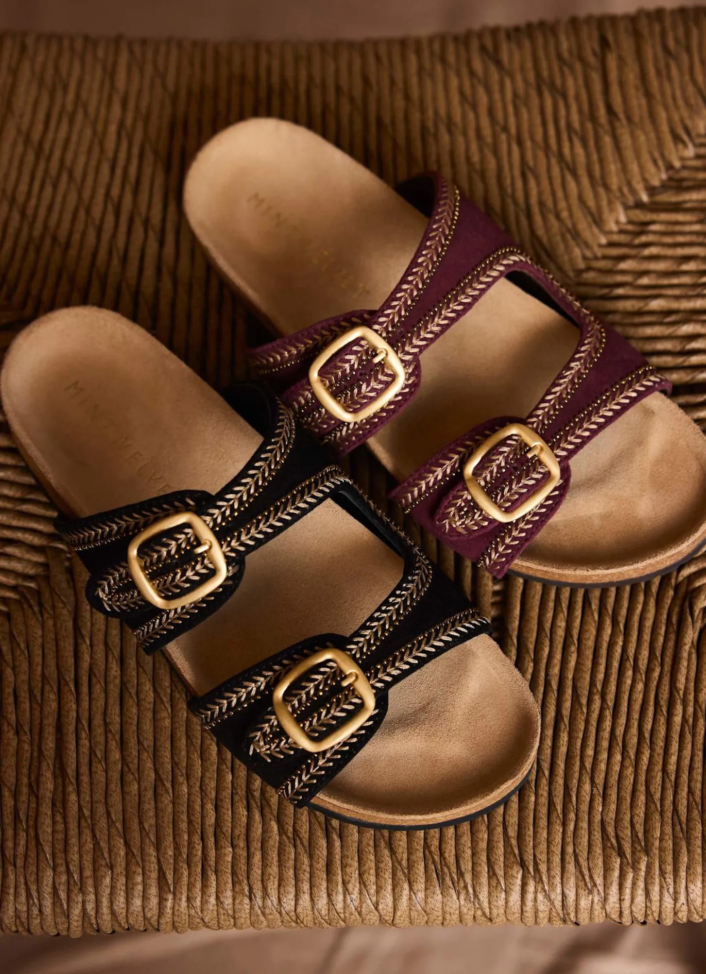 Ava Red Suede Beaded Sandals