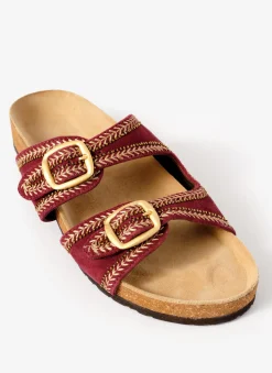Ava Red Suede Beaded Sandals