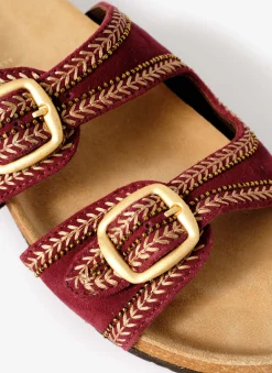 Ava Red Suede Beaded Sandals