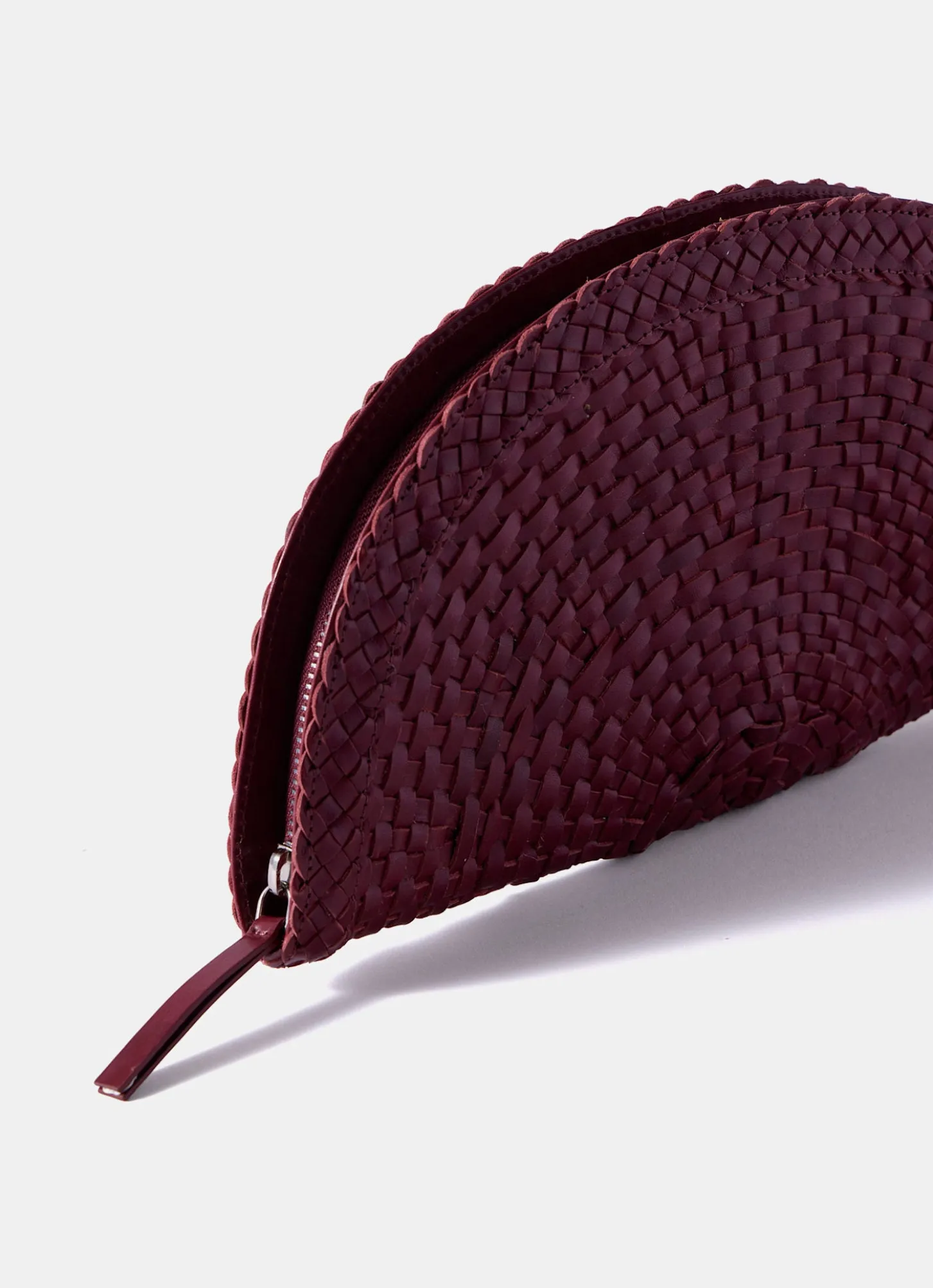 Bea Red Leather Woven Clutch