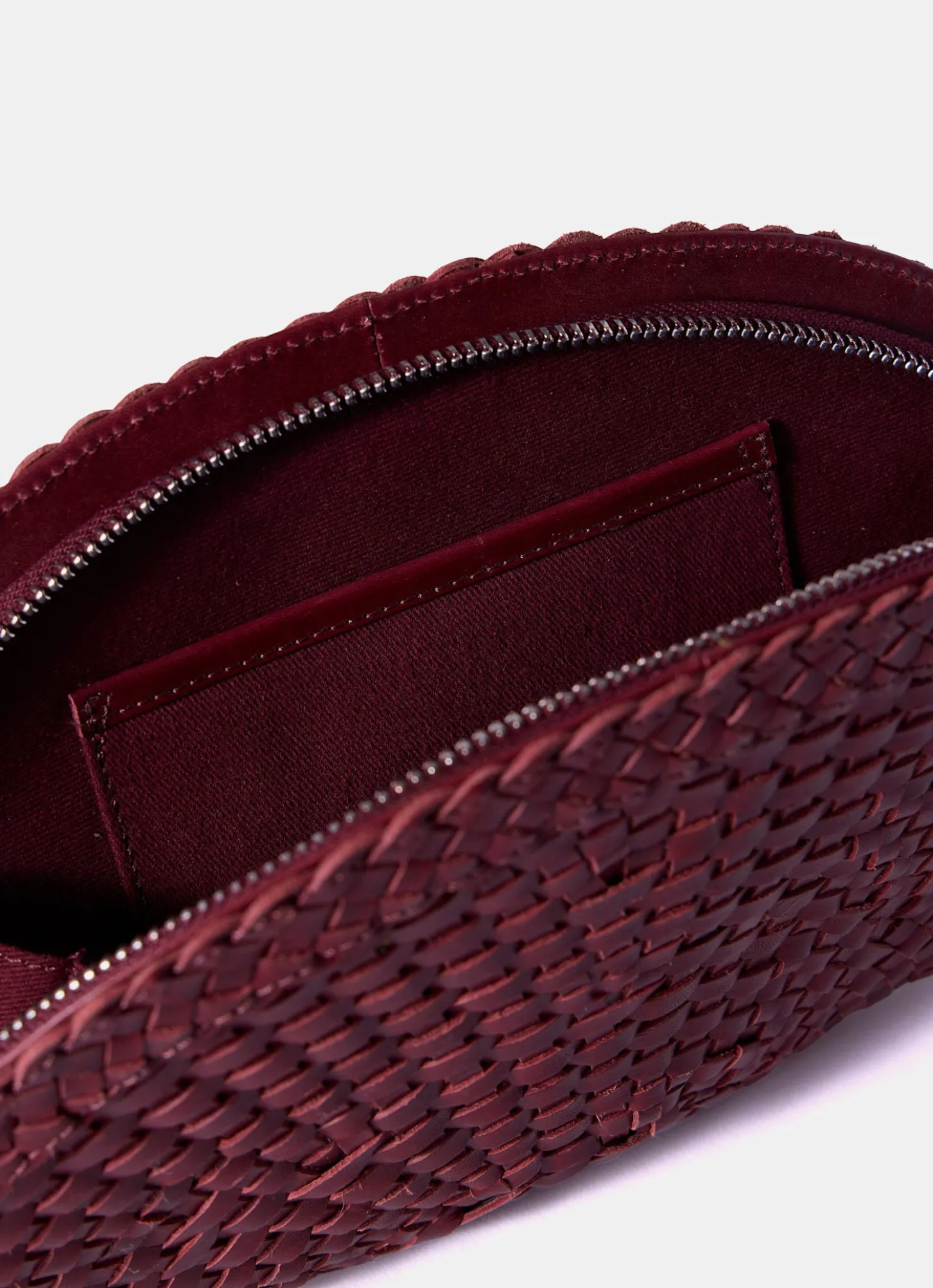 Bea Red Leather Woven Clutch