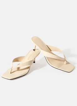 Betty Cream Leather Flip Flop Heels