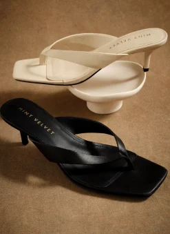 Betty Cream Leather Flip Flop Heels