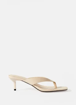 Betty Cream Leather Flip Flop Heels
