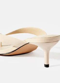 Betty Cream Leather Flip Flop Heels