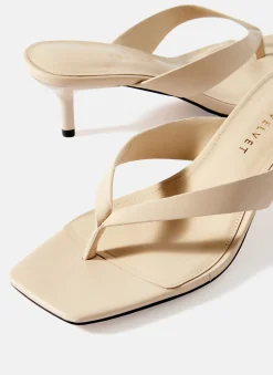 Betty Cream Leather Flip Flop Heels