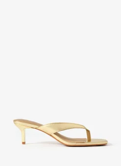 Betty Gold Leather Flip Flop Heels