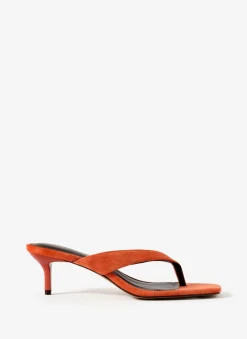 Betty Orange Suede Flip Flop Heels