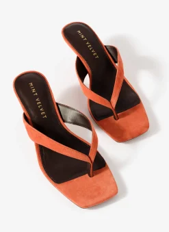 Betty Orange Suede Flip Flop Heels