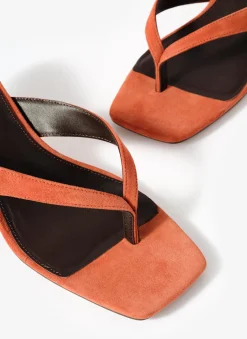 Betty Orange Suede Flip Flop Heels
