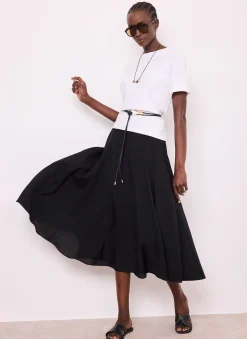 Black A Line Midi Skirt
