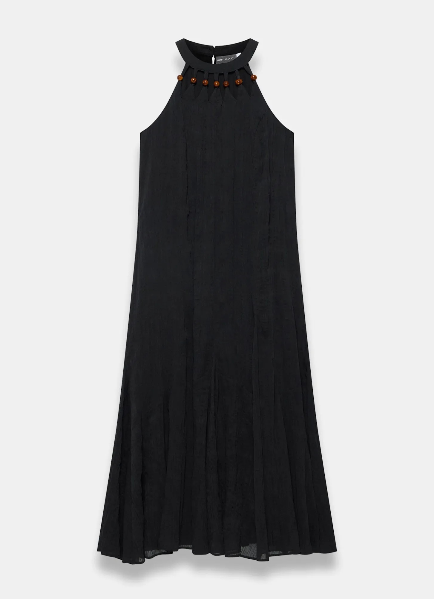 Black Beaded Halter Maxi Dress