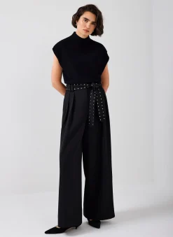 Black Belted Wide Trousers