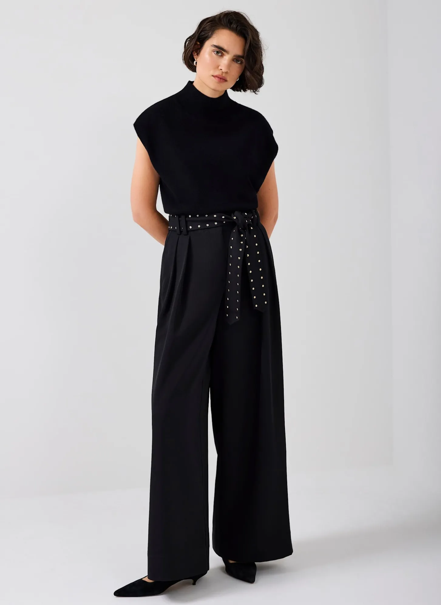 Black Belted Wide Trousers