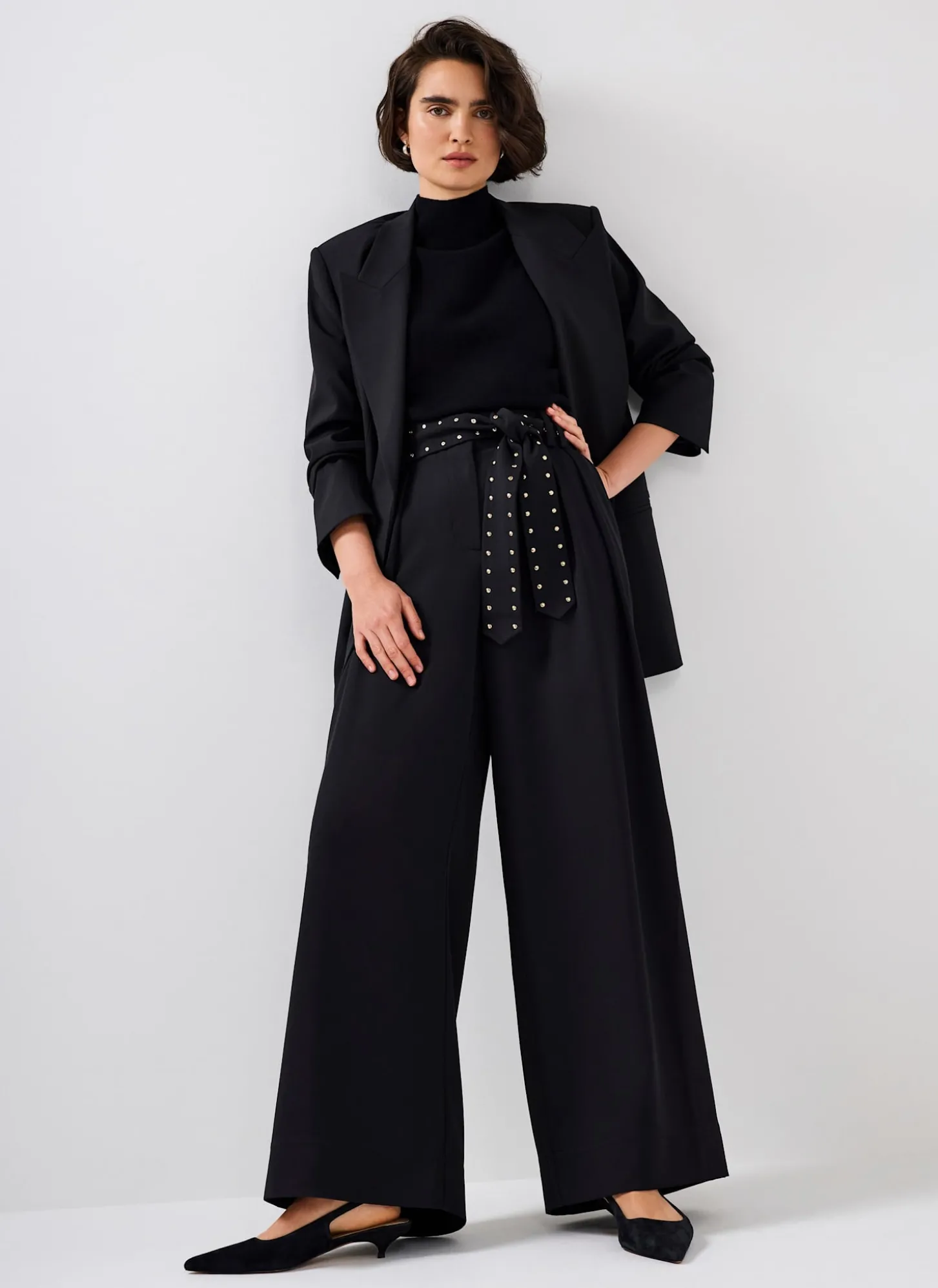 Black Belted Wide Trousers