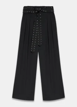 Black Belted Wide Trousers