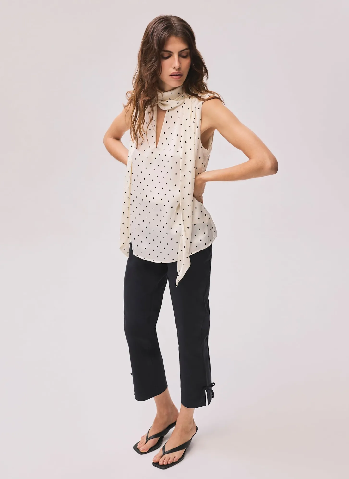 Black Cotton Blend Capri Trousers