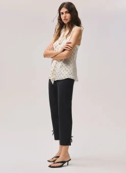 Black Cotton Blend Capri Trousers
