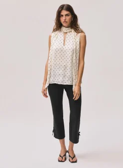 Black Cotton Blend Capri Trousers