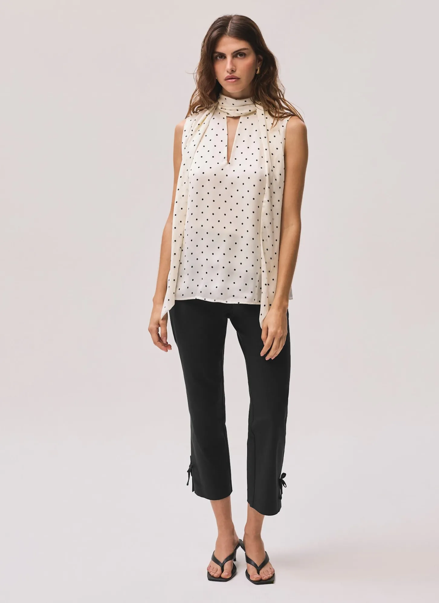 Black Cotton Blend Capri Trousers