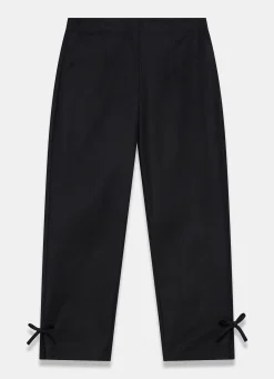 Black Cotton Blend Capri Trousers
