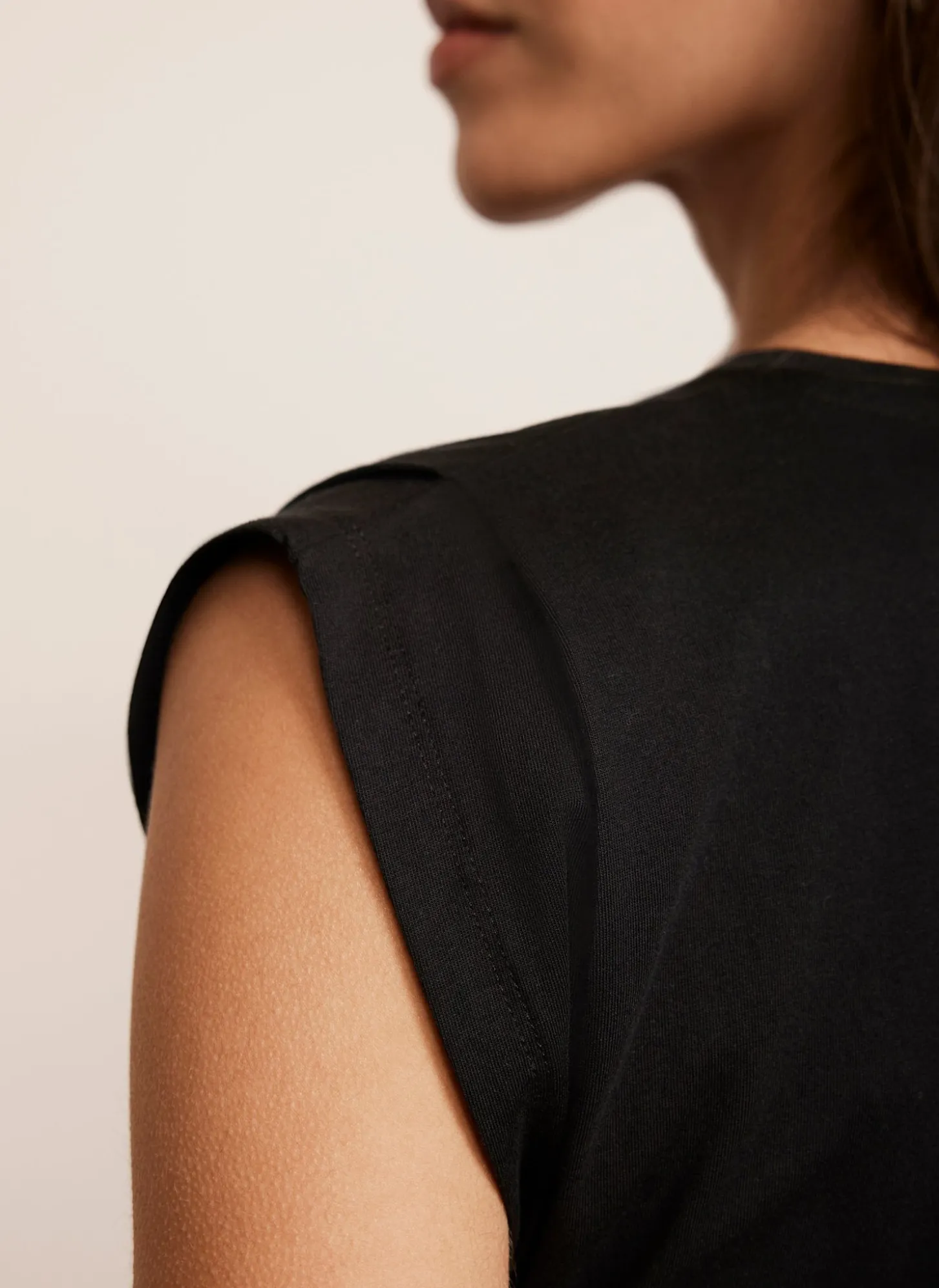Black Cotton Extended Shoulder T-Shirt