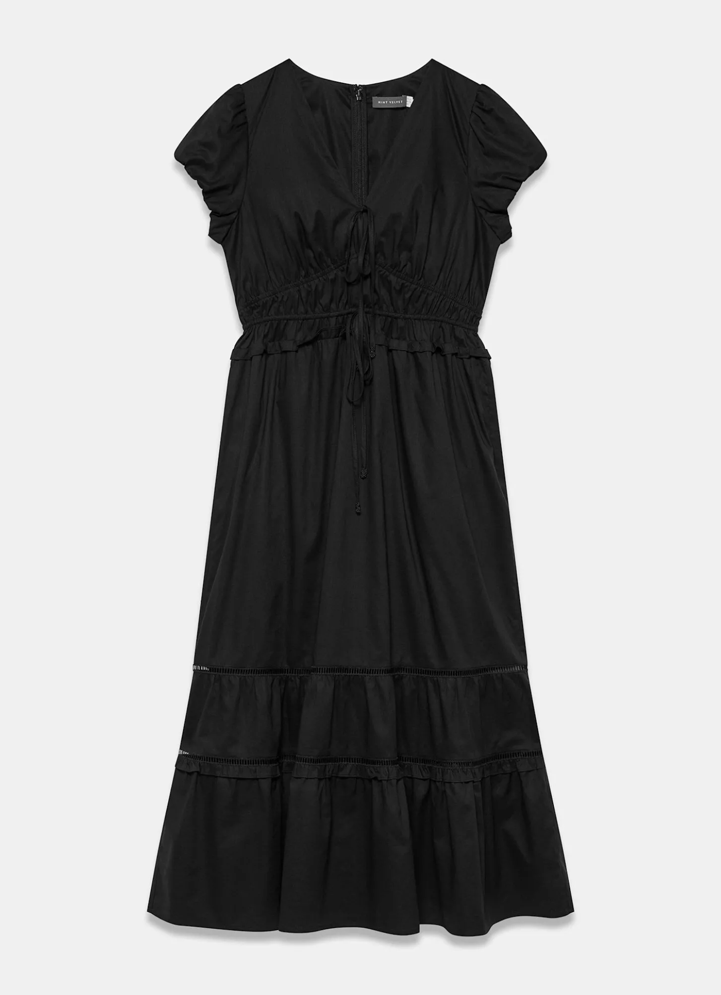 Black Cotton Midi Dress