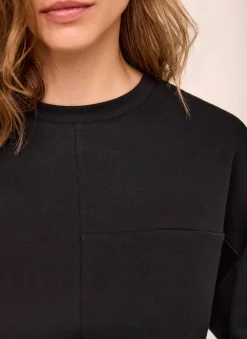 Black Cotton Seam Detail T-shirt