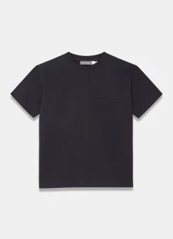 Black Cotton Seam Detail T-shirt