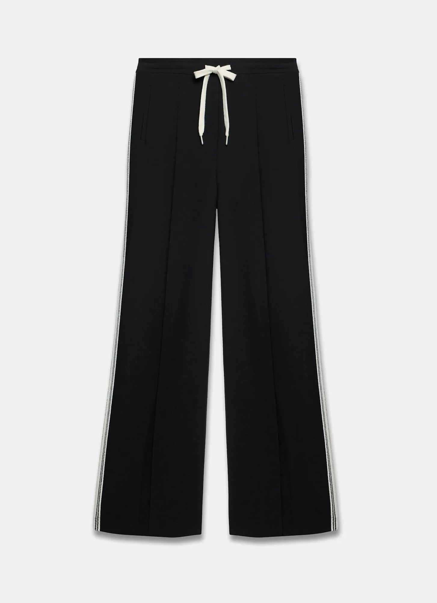 Black Crochet Side Stripe Wide Trousers