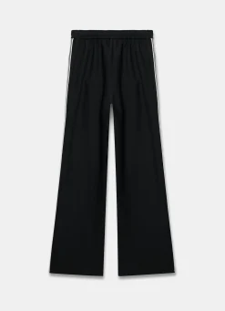 Black Crochet Side Stripe Wide Trousers