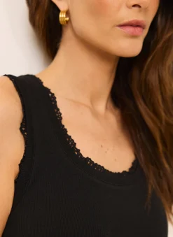 Black Crochet Trim Tiered Midi Dress