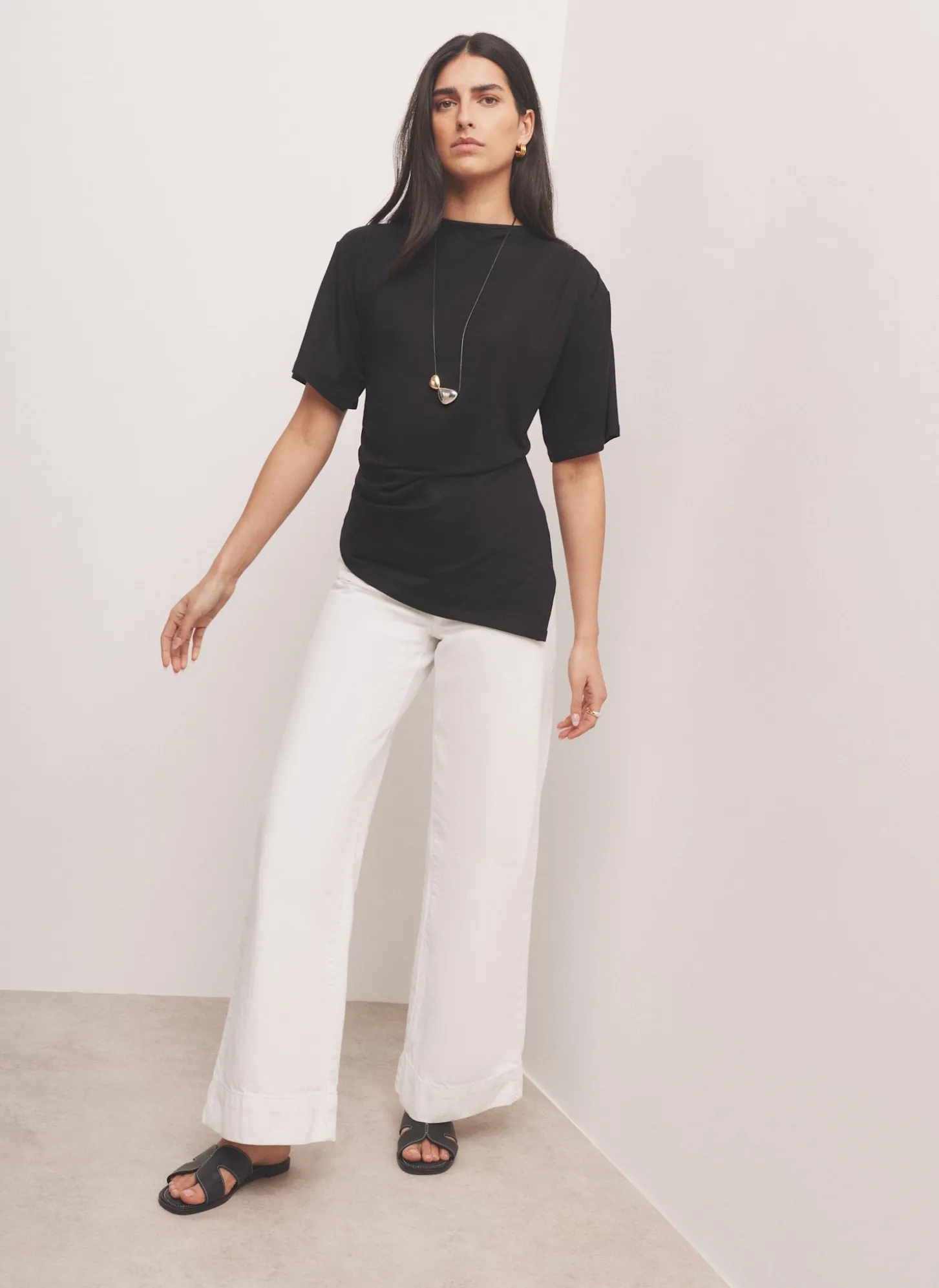 Black Draped Asymmetric Top