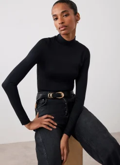 Black High Neck Layering Top