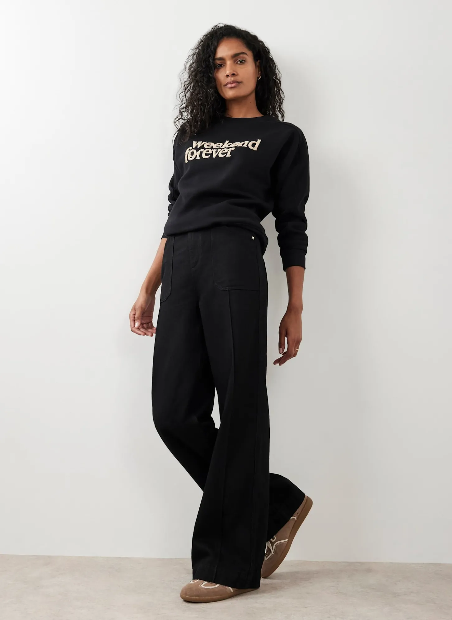 Black High Rise Wide Jeans