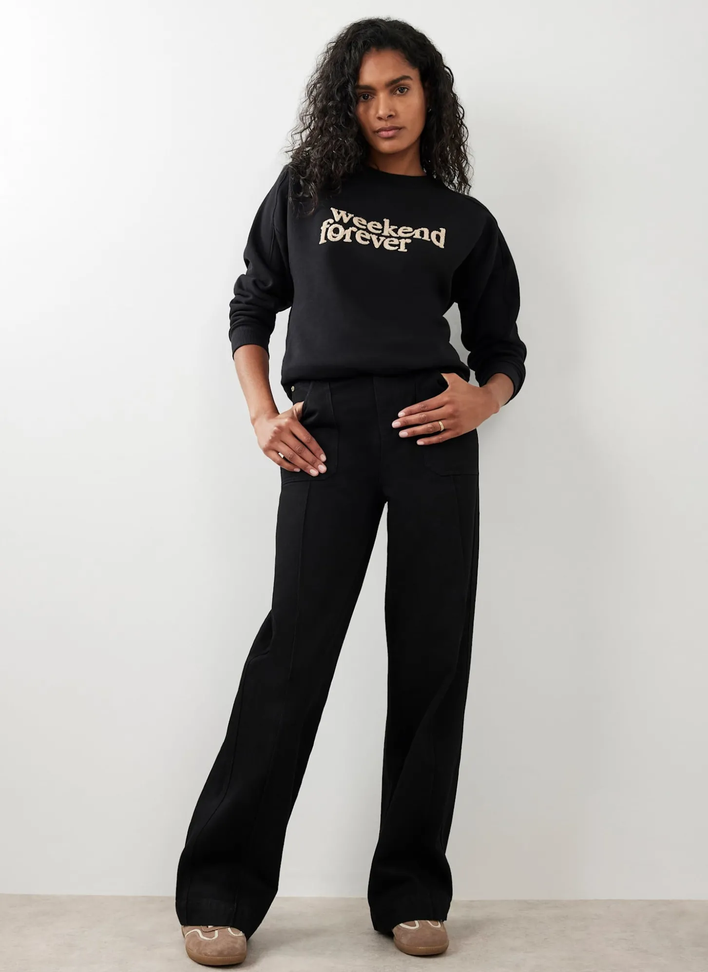 Black High Rise Wide Jeans
