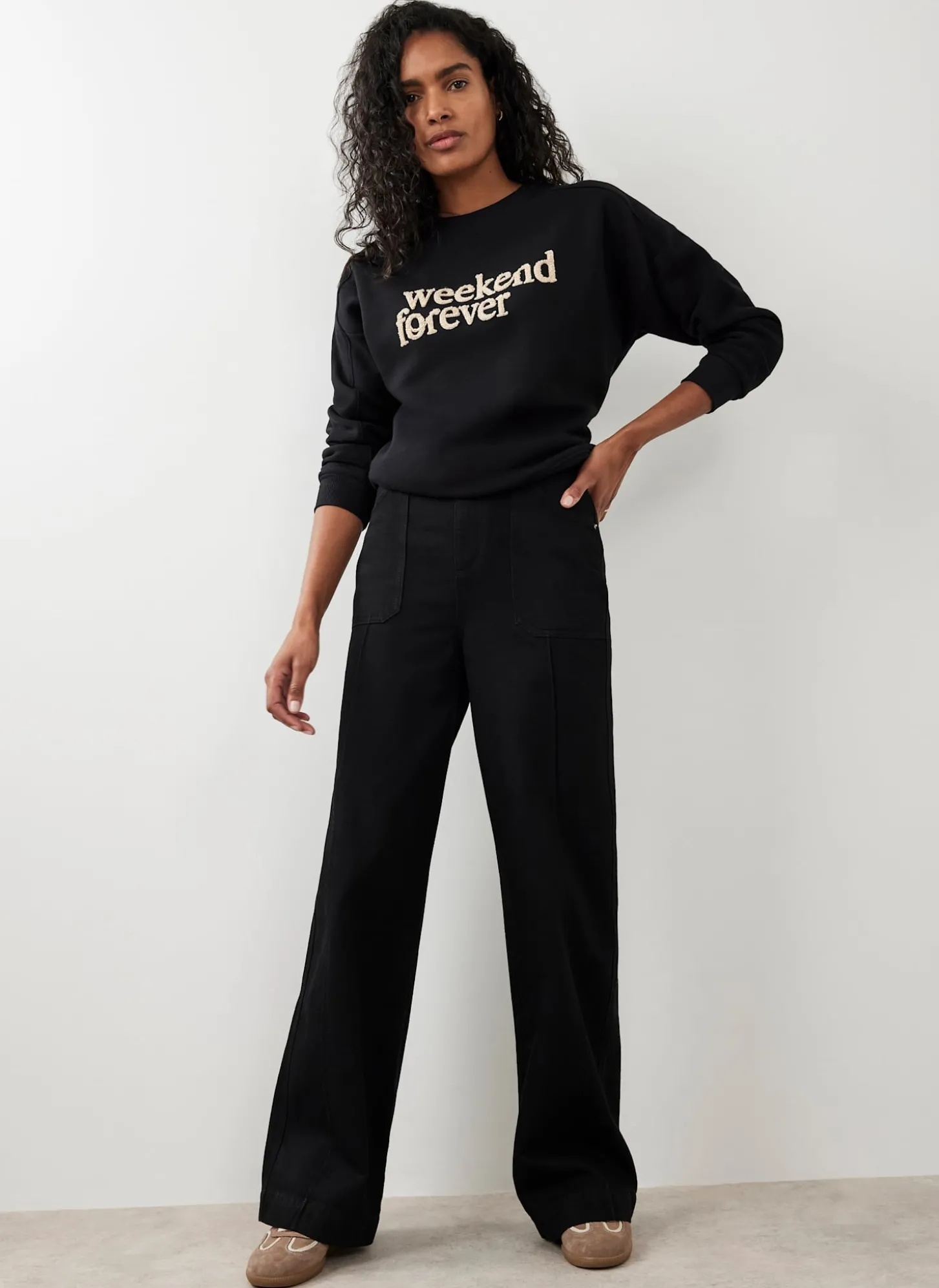 Black High Rise Wide Jeans