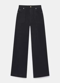 Black High Rise Wide Jeans