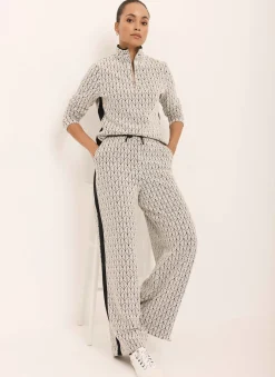 Black Jacquard Side Stripe Wide Trousers