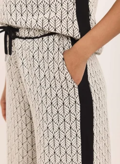 Black Jacquard Side Stripe Wide Trousers