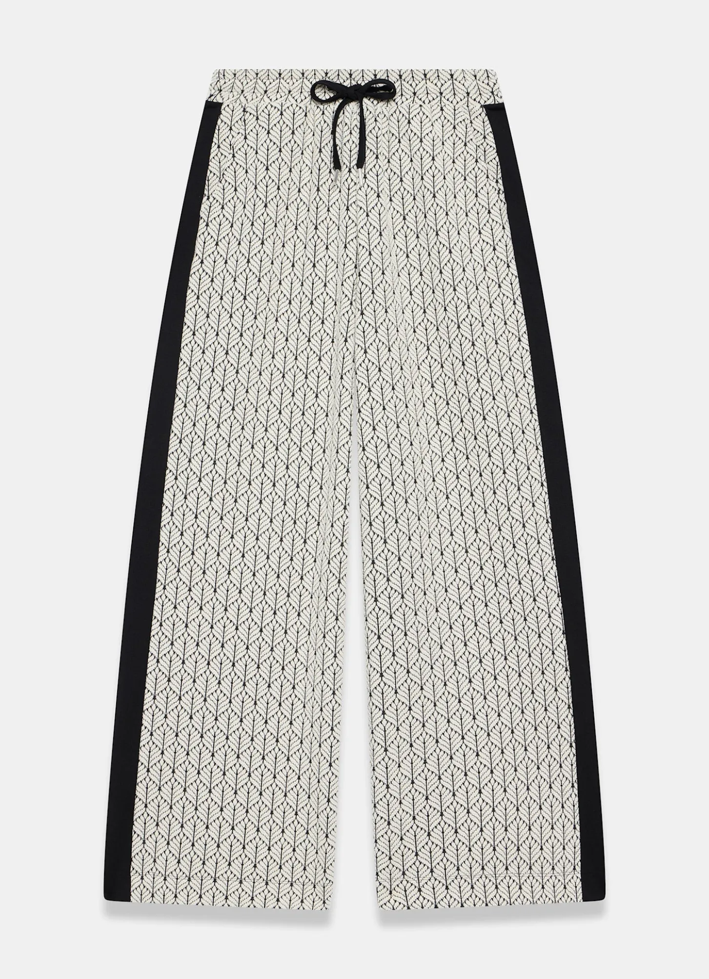 Black Jacquard Side Stripe Wide Trousers