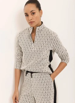 Black Jacquard Zip Top