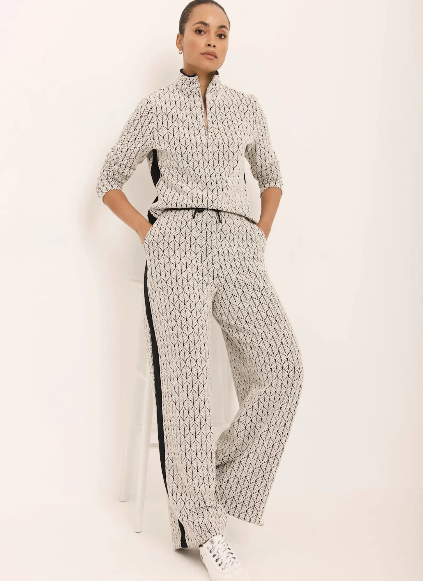 Black Jacquard Zip Top